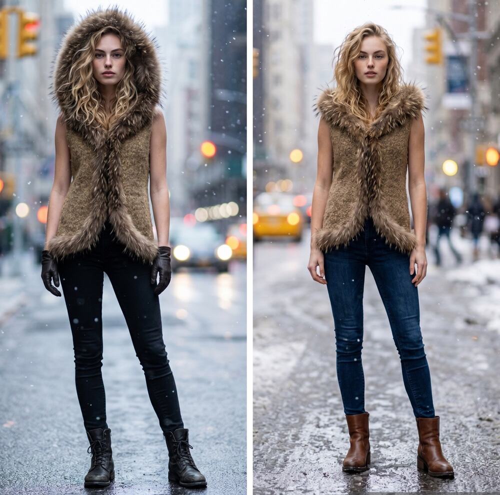 RUDSAK Women Size Xs/S Wool Raccoon Fur Trim Knit Vest Shawl Cape Cardigan Coat